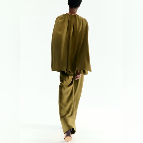 H&M olive green wide leg pants with Bead Detail Size S NWT - Picture 3 of 6